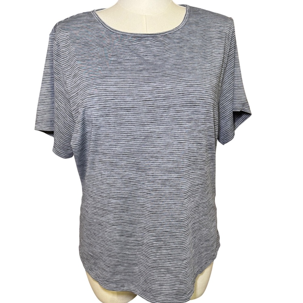 Zyia Active Womens XXXL Grey White Micro Stripe Short Sleeve Performance T-Shirt